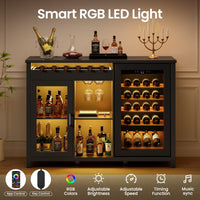 Sikaic Liquor Cabinet 53" Modern Coffee Bar Cabinet with Fridge Space Black Black / Engineered Wood / Modern
