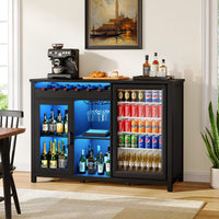 Sikaic Liquor Cabinet 53" Modern Coffee Bar Cabinet with Fridge Space Black Black / Engineered Wood / Modern
