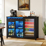 Sikaic Liquor Cabinet 53" Modern Coffee Bar Cabinet with Fridge Space Black Black / Engineered Wood / Modern