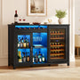 Sikaic Liquor Cabinet 53" Modern Coffee Bar Cabinet with Fridge Space Black Black / Engineered Wood / Modern