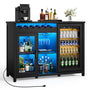 Sikaic Liquor Cabinet 53" Modern Coffee Bar Cabinet with Fridge Space Black Black / Engineered Wood / Modern