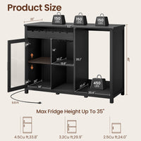Sikaic Liquor Cabinet 53" Modern Coffee Bar Cabinet with Fridge Space Black Black / Engineered Wood / Modern