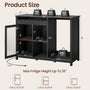Sikaic Liquor Cabinet 53" Modern Coffee Bar Cabinet with Fridge Space Black Black / Engineered Wood / Modern