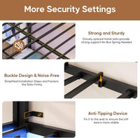 Sikaic Loft Bed Frame Full Size Over Twin Bunk Loft Bed Frame with Desk and Charging Station Black Black / Engineered Wood / Modern