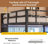 Sikaic Loft Bed Frame Full Size Over Twin Bunk Loft Bed Frame with Desk and Charging Station Black Black / Engineered Wood / Modern