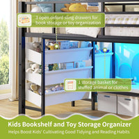 Sikaic Loft Bed Frame Low Loft Bed Twin Size with Reading Corner and Storage Basket Black Black / Metal / Modern