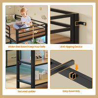 Sikaic Loft Bed Frame Twin Size Low Loft Bed with 6 Storage Drawers and LED Lights Black & Natural Black Natural / Metal / Modern