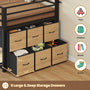 Sikaic Loft Bed Frame Twin Size Low Loft Bed with 6 Storage Drawers and LED Lights Black & Natural Black Natural / Metal / Modern