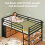 Sikaic Loft Bed Frame Twin Size Low Loft Bed with 6 Storage Drawers and LED Lights Black & Natural Black Natural / Metal / Modern