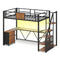 Sikaic Loft Bed Frame Stairway Twin Size Loft Bed with L Shaped Desk and Wardrobe Rustic Brown Brown / Metal / Modern