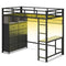 Sikaic Loft Bed Frame Twin Loft LED Bed Frame Desk and 8 Storage Drawers & Charging Sation Grey Grey / Steel / Modern