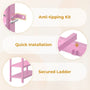 Sikaic Loft Bed Frame Twin Size Low Loft Bed with 6 Storage Drawers and LED Lights Pink Pink / Engineered Wood / Modern