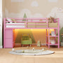 Sikaic Loft Bed Frame Twin Size Low Loft Bed with 6 Storage Drawers and LED Lights Pink Pink / Engineered Wood / Modern