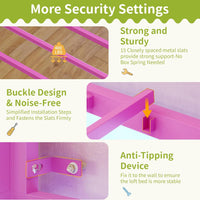 Sikaic Loft Bed Frame Low Loft Bed Twin Size with Reading Corner and Storage Basket Pink Pink / Metal / Modern