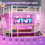 Sikaic Loft Bed Frame Full Size Over Twin Bunk Loft Bed Frame with Desk and Charging Station White White / Metal / Modern