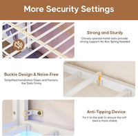 Sikaic Loft Bed Frame Full Size Over Twin Bunk Loft Bed Frame with Desk and Charging Station White White / Metal / Modern