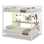 Sikaic Loft Bed Frame Full Size Over Twin Bunk Loft Bed Frame with Desk and Charging Station White White / Metal / Modern