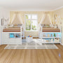 Sikaic Loft Bed Frame Twin Size Low Loft Bed with 6 Storage Drawers and LED Lights White White / Metal / Modern