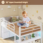 Sikaic Loft Bed Frame Twin Size Low Loft Bed with 6 Storage Drawers and LED Lights White White / Metal / Modern