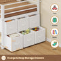 Sikaic Loft Bed Frame Twin Size Low Loft Bed with 6 Storage Drawers and LED Lights White White / Metal / Modern