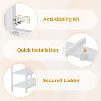 Sikaic Loft Bed Frame Twin Size Low Loft Bed with 6 Storage Drawers and LED Lights White White / Metal / Modern