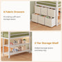 Sikaic Loft Bed Frame Twin Size Low Loft Bed with 6 Storage Drawers and LED Lights White White / Metal / Modern