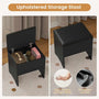 Sikaic Makeup Vanity Corner Makeup Vanity with Tri-Fold Mirror and Cushioned Storage Stool Black Black / Engineered Wood / Modern
