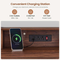 Sikaic Makeup Vanity Large Fluted Makeup Vanity with HD Triple Mirror and Lights Black Black / Engineered Wood / Modern