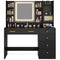 Sikaic Makeup Vanity LED Makeup Vanity with Touch Screen Mirror and Charging Station Black Black / Engineered Wood / Modern