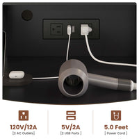 Sikaic Makeup Vanity LED Mirror Makeup Vanity with Charging Station and 6 Drawers & 7 Shelves Black Black / Engineered Wood / Modern