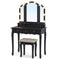 Sikaic Makeup Vanity Makeup Vanity Set with LED Mirror and Stool Black Black / Engineered Wood / Modern