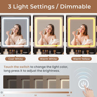 Sikaic Makeup Vanity Makeup Vanity Set with Mirror and Lights Charging Station RGB Jewelry Storage Shelves Black