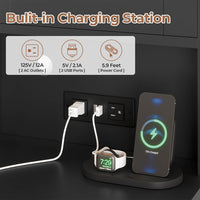 Sikaic Makeup Vanity Makeup Vanity Set with Mirror and Lights Charging Station RGB Jewelry Storage Shelves Black