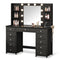 Sikaic Makeup Vanity Makeup Vanity with 11 Drawers and 6 Open Shelves Black Black / Engineered Wood / Modern