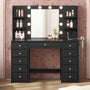 Sikaic Makeup Vanity Makeup Vanity with 11 Drawers and 6 Open Shelves Black Black / Engineered Wood / Modern