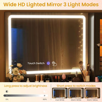 Sikaic Makeup Vanity Makeup Vanity with Mirror and LED Cabinet Black Black / Engineered Wood / Modern