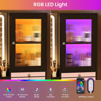 Sikaic Makeup Vanity Makeup Vanity with Mirror and LED Cabinet Black Black / Engineered Wood / Modern