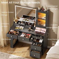 Sikaic Makeup Vanity Makeup Vanity with Mirror and LED Cabinet Black Black / Engineered Wood / Modern