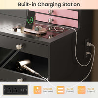 Sikaic Makeup Vanity Makeup Vanity with Mirror and LED Cabinet Black Black / Engineered Wood / Modern