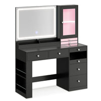 Sikaic Makeup Vanity Makeup Vanity with Mirror and LED Cabinet Black Black / Engineered Wood / Modern