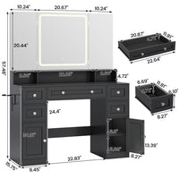 Sikaic Makeup Vanity Makeup Vanity with Trifold Mirror and Charging Station Black Black / Engineered Wood / Modern