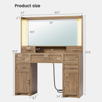 Sikaic Makeup Vanity Makeup Vanity with Mirror and Lights Brown Brown / Engineered Wood / Modern