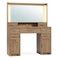 Sikaic Makeup Vanity Makeup Vanity with Mirror and Lights Brown Brown / Engineered Wood / Modern
