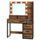 Sikaic Makeup Vanity Makeup Vanity with LED Mirror Rustic Brown Brown / Modern