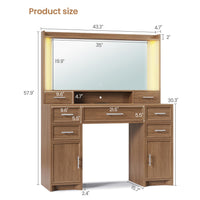 Sikaic Makeup Vanity Makeup Vanity with Charging Station and Lights Dark Brown Dark Brown / Engineered Wood / Modern