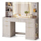 Sikaic Makeup Vanity 51.2 Inches Fluted Makeup Vanity with Mirror and Lights Grey Oak Grey / Engineered Wood / Modern