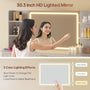 Sikaic Makeup Vanity 51.2 Inches Fluted Makeup Vanity with Mirror and Lights Grey Oak Grey / Engineered Wood / Modern