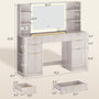Sikaic Makeup Vanity 51.2 Inches Fluted Makeup Vanity with Mirror and Lights Grey Oak Grey / Engineered Wood / Modern