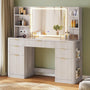 Sikaic Makeup Vanity 51.2 Inches Fluted Makeup Vanity with Mirror and Lights Grey Oak Grey / Engineered Wood / Modern