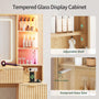 Sikaic Makeup Vanity 59.1 Inches Fluted Wood Makeup Vanity Desk with Mirror and Sound Sync LED Lights Natural Oak Natural / Engineered Wood / Modern